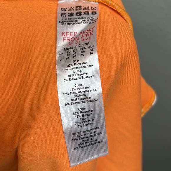 NWT Nasty Gal Floral One Piece Swimsuit 24 Orange Floral Daisy High Cut Plus Sz - Picture 10 of 11